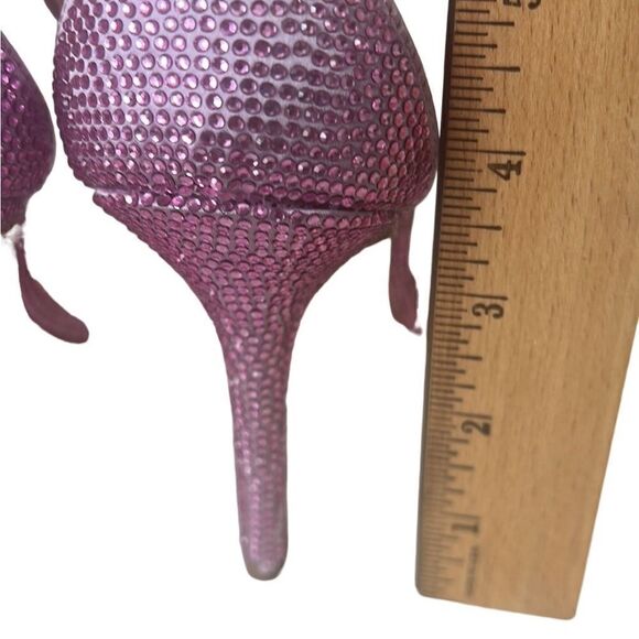 Betsey Johnson Pink Rhinestone Square Toe Ankle Strap Stiletto Heels Sz 7.5 - Picture 10 of 12